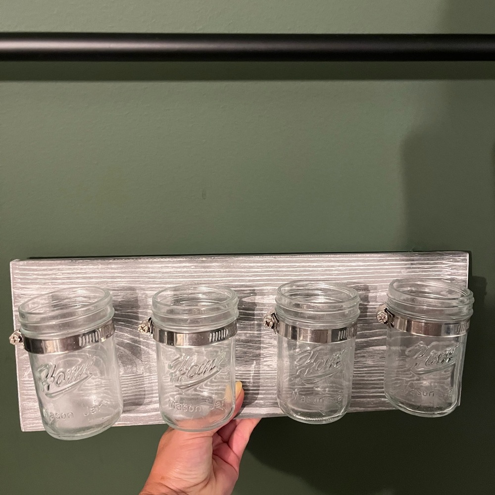 Mason Jar Wall Organizer with Silver Accents